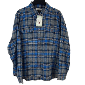 Keren Hart Blue and Gray Plaid Flannel Button Down Shirt Women’s Size Large